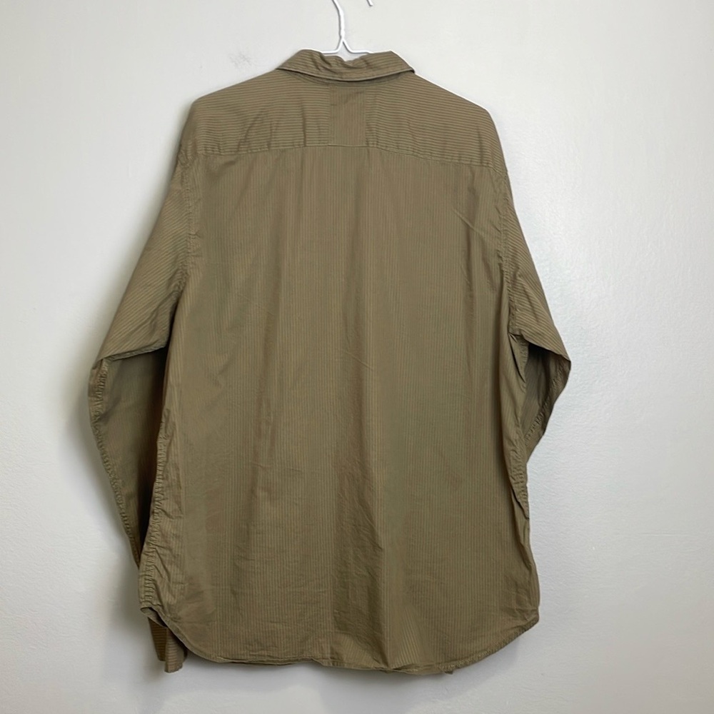 VTG GUESS Y2K Men’s Button Down Shirt Skull Graphics Print Size XXL Tan Stripes - Picture 4 of 16